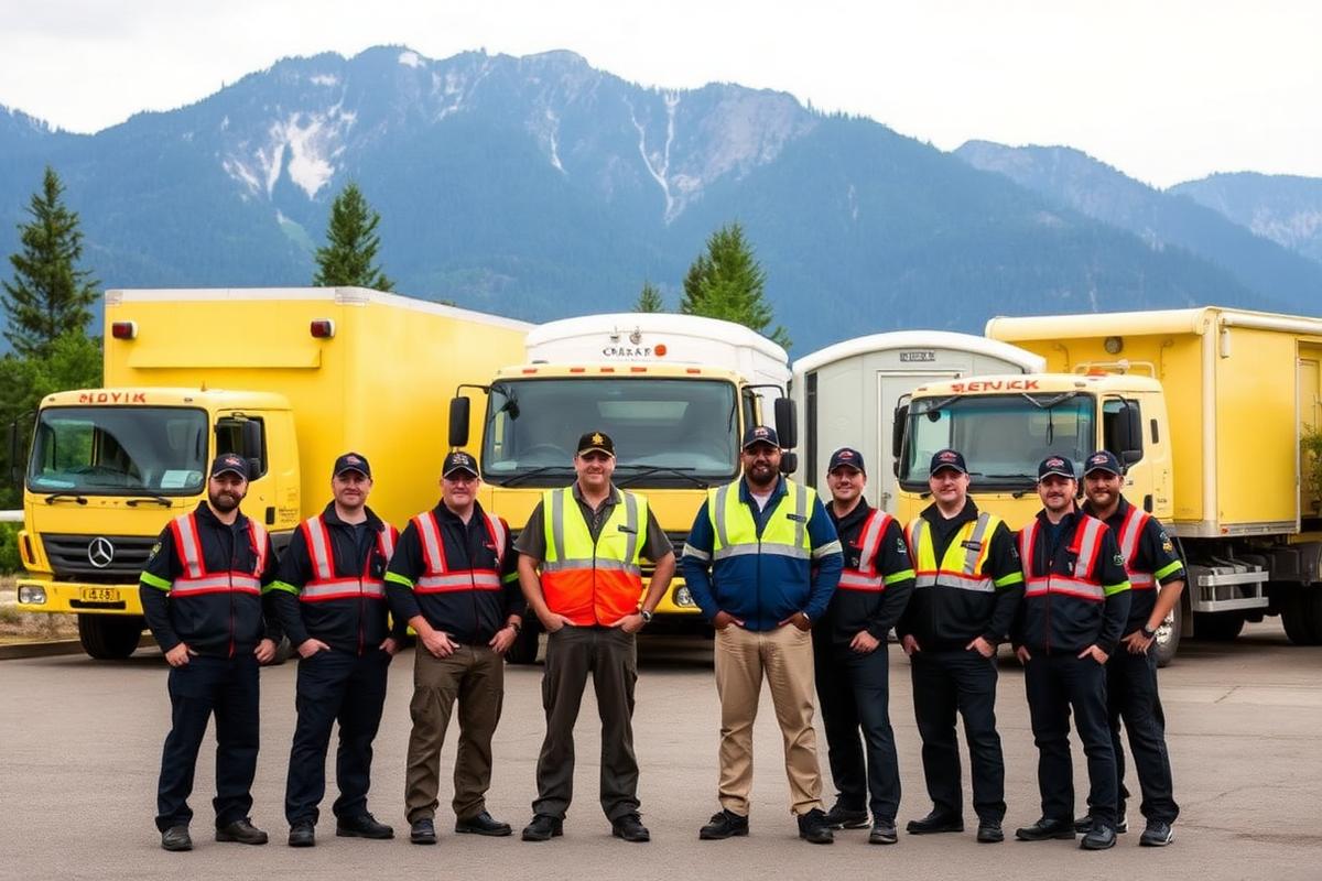 Our crew with service trucks